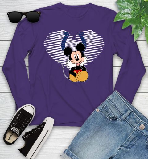 NFL Indianapolis Colts The Heart Mickey Mouse Disney Football T Shirt_000 Youth Long Sleeve 4