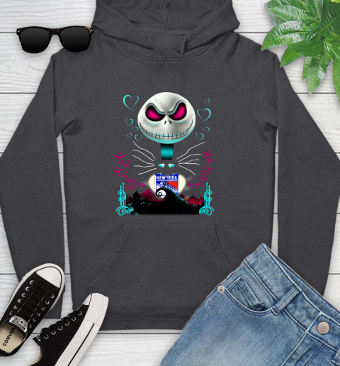 NHL New York Rangers Jack Skellington Sally The Nightmare Before Christmas Hockey Youth Hoodie 8