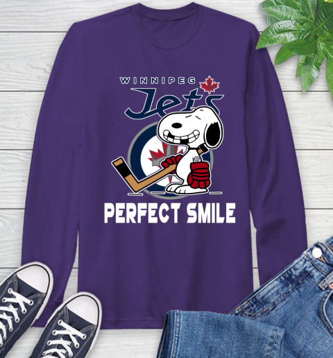 NHL Winnipeg Jets Snoopy Perfect Smile The Peanuts Movie Hockey T Shirt Long Sleeve T-Shirt 5