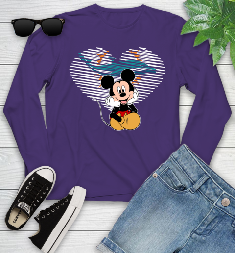 NFL Miami Dolphins The Heart Mickey Mouse Disney Football T Shirt_000 Youth Long Sleeve 4