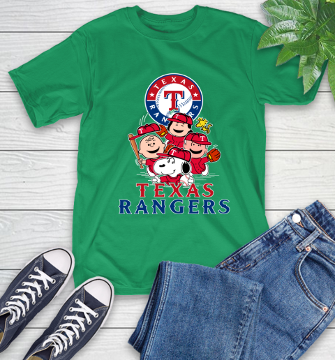MLB Texas Rangers Snoopy Charlie Brown Woodstock The Peanuts Movie Baseball T Shirt T-Shirt 7
