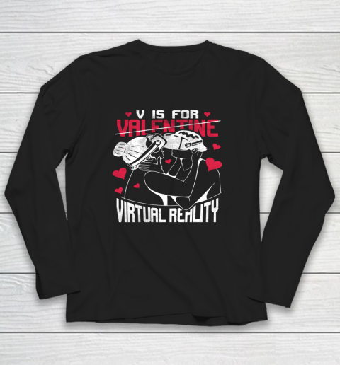 V Is For Virtual Reality Funny Valentine Couples Lovers Kiss Long Sleeve T-Shirt