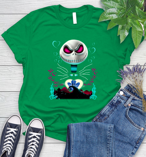 NHL Toronto Maple Leafs Jack Skellington Sally The Nightmare Before Christmas Hockey Women's T-Shirt 9
