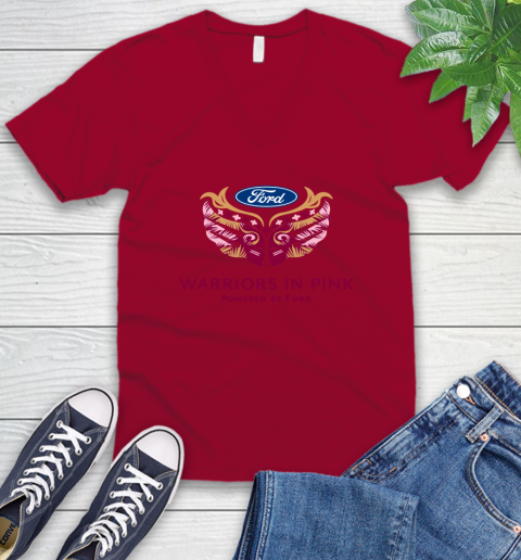 Ford cares warriors in pink V-Neck T-Shirt 5