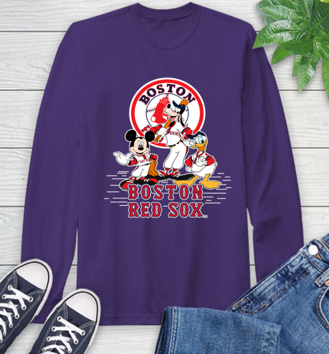 MLB Boston Red Sox Mickey Mouse Donald Duck Goofy Baseball T Shirt Long Sleeve T-Shirt 5