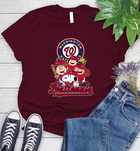 MLB Washington Nationals Snoopy Charlie Brown Woodstock The Peanuts Movie Baseball T Shirt_000 Women's T-Shirt 7