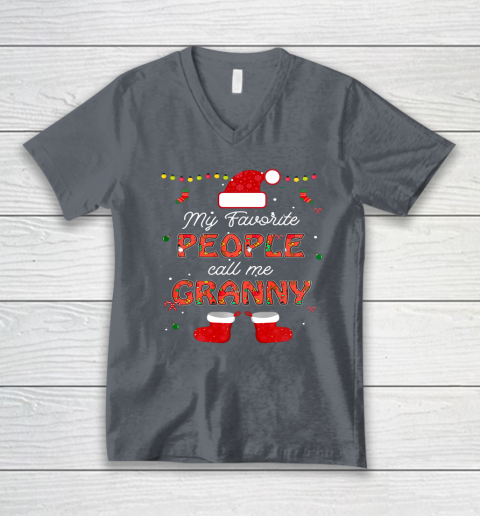 My Favorite People Call Me Granny Thanksgiving Christmas V-Neck T-Shirt 3
