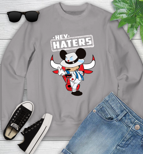 NBA Hey Haters Mickey Basketball Sports Chicago Bulls Youth Sweatshirt 3