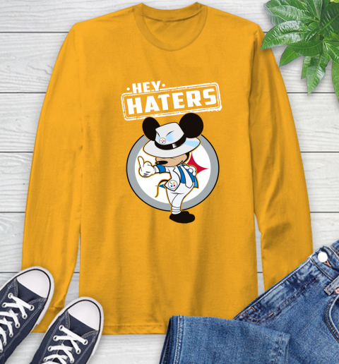 NFL Hey Haters Mickey Football Sports Pittsburgh Steelers Long Sleeve T-Shirt 2