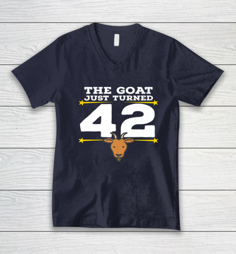 The Goat Just Turned 42 42nd Birthday Goat V-Neck T-Shirt 2