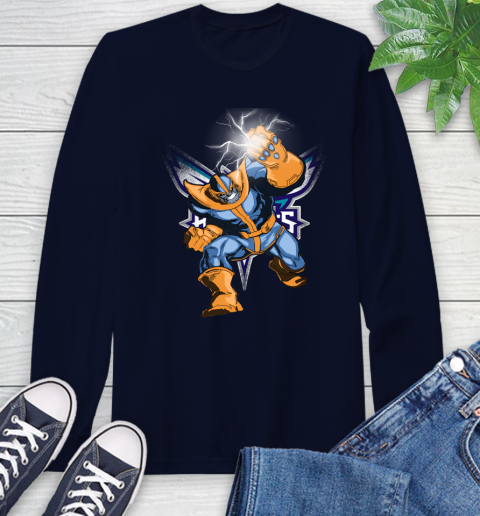 Charlotte Hornets NBA Basketball Thanos Avengers Infinity War Marvel Long Sleeve T-Shirt 3