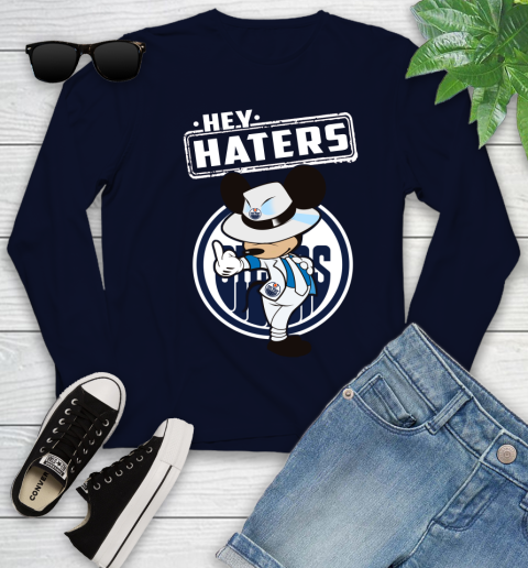 NHL Hey Haters Mickey Hockey Sports Edmonton Oilers Youth Long Sleeve 2