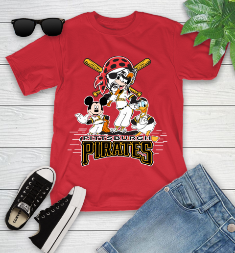 MLB Pittsburgh Pirates Mickey Mouse Donald Duck Goofy Baseball T Shirt Youth T-Shirt 13