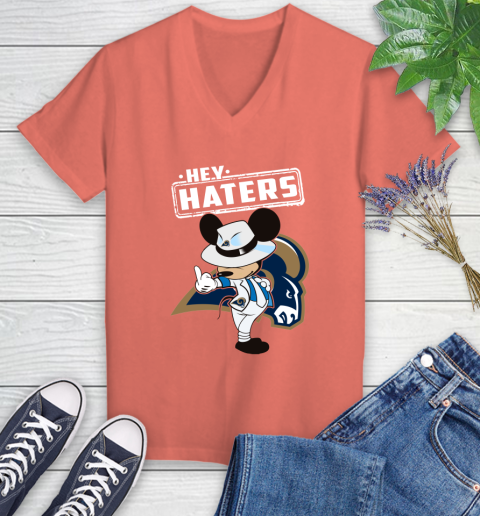 NFL Hey Haters Mickey Football Sports Los Angeles Rams Women's V-Neck T-Shirt 6