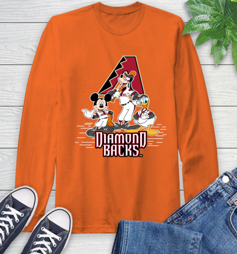 MLB Arizona Diamondbacks Mickey Mouse Donald Duck Goofy Baseball T Shirt Long Sleeve T-Shirt 4