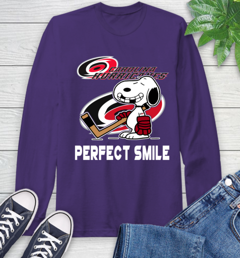 NHL Carolina Hurricanes Snoopy Perfect Smile The Peanuts Movie Hockey T Shirt Long Sleeve T-Shirt 5