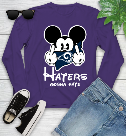 NFL Los Angeles Rams Haters Gonna Hate Mickey Mouse Disney Football T Shirt Youth Long Sleeve 4