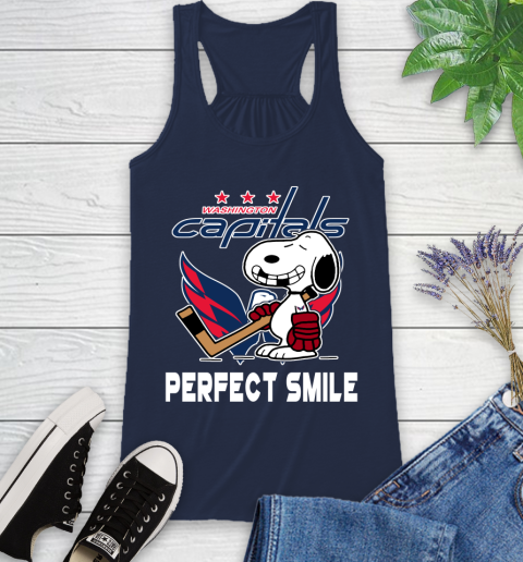 NHL Washington Capitals Snoopy Perfect Smile The Peanuts Movie Hockey T Shirt Racerback Tank 9