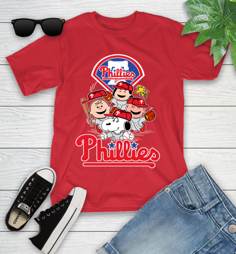 MLB Philadelphia Phillies Snoopy Charlie Brown Woodstock The Peanuts Movie Baseball T Shirt_000 Youth T-Shirt 13