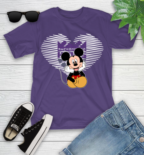 NBA Sacramento Kings The Heart Mickey Mouse Disney Basketball Youth T-Shirt 3
