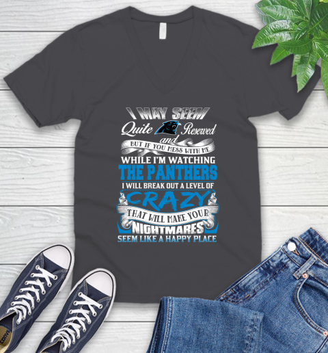 Carolina Panthers NFL Football Don't Mess With Me While I'm Watching My Team V-Neck T-Shirt 4