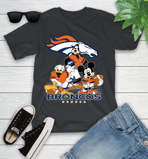 NFL Denver Broncos Mickey Mouse Donald Duck Goofy Football Shirt Youth T-Shirt