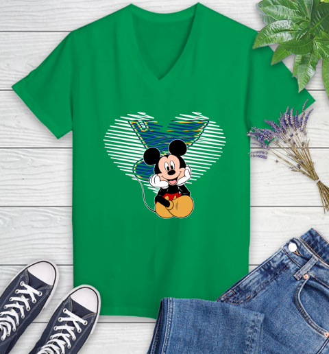 NHL St.Louis Blues The Heart Mickey Mouse Disney Hockey Women's V-Neck T-Shirt 5