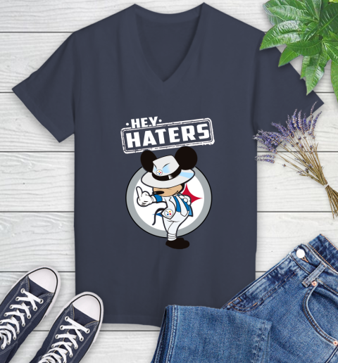 NFL Hey Haters Mickey Football Sports Pittsburgh Steelers Women's V-Neck T-Shirt 12