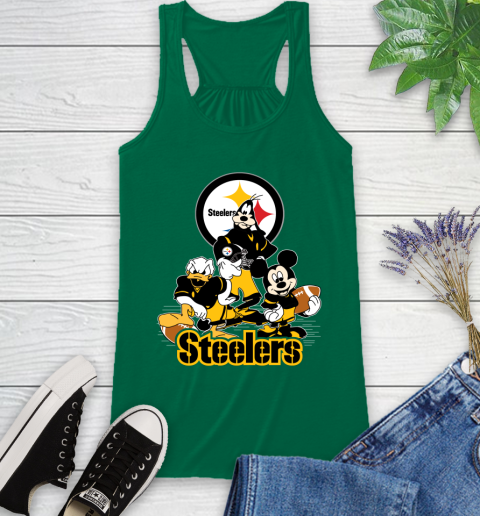 NFL Pittsburgh Steelers Mickey Mouse Donald Duck Goofy Football Shirt Racerback Tank 6