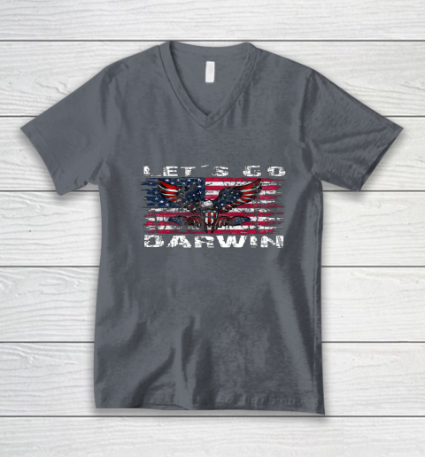 Let's go Darwin America Flag Eagle V-Neck T-Shirt 3