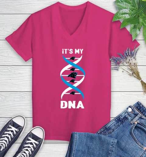 Carolina Panthers NFL Football It's My DNA Sports Women's V-Neck T-Shirt 9