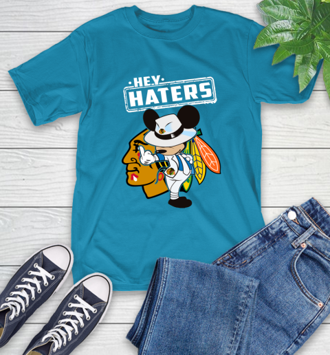 NHL Hey Haters Mickey Hockey Sports Chicago Blackhawks T-Shirt 9