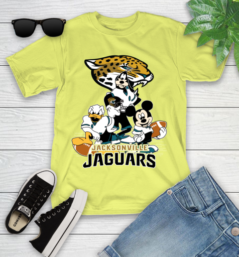 NFL Jacksonville Jaguars Mickey Mouse Donald Duck Goofy Football Shirt Youth T-Shirt 10