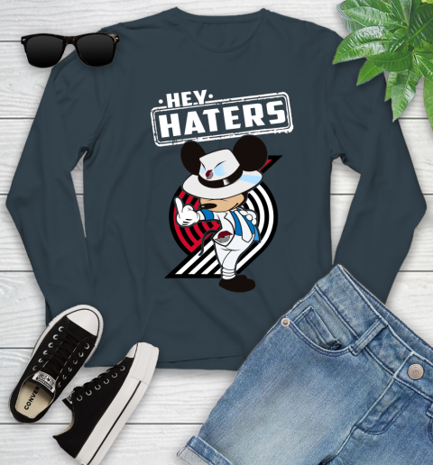 NBA Hey Haters Mickey Basketball Sports Portland Trail Blazers Youth Long Sleeve 9