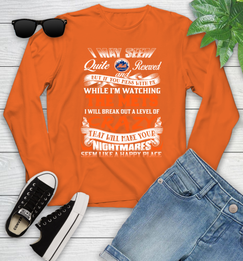 New York Mets MLB Baseball Don't Mess With Me While I'm Watching My Team Youth Long Sleeve 3