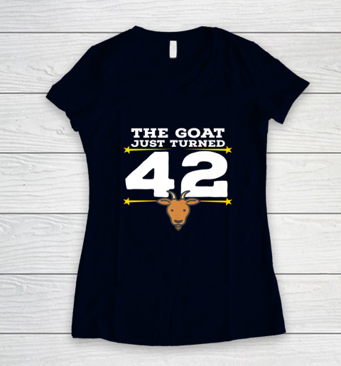 The Goat Just Turned 42 42nd Birthday Goat Women's V-Neck T-Shirt 9