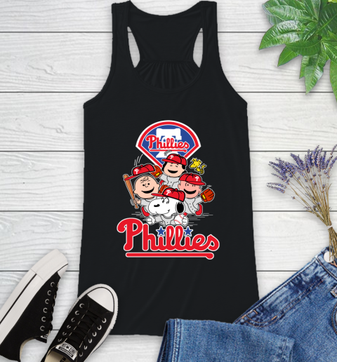 MLB Philadelphia Phillies Snoopy Charlie Brown Woodstock The Peanuts Movie Baseball T Shirt_000 Racerback Tank