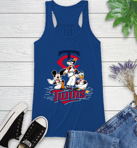 MLB Minnesota Twins Mickey Mouse Donald Duck Goofy Baseball T Shirt Racerback Tank 8