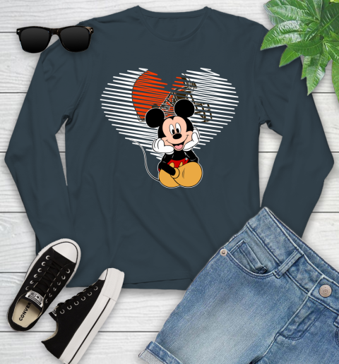 NFL Cleveland Browns The Heart Mickey Mouse Disney Football T Shirt_000 Youth Long Sleeve 9