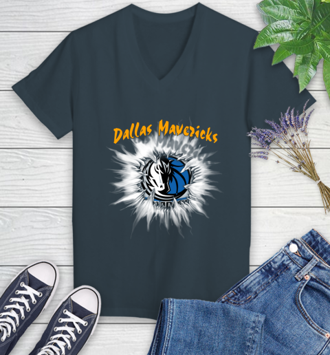 Dallas Mavericks NBA Basketball Rip Sports Women's V-Neck T-Shirt 8