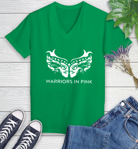 Ford cares warriors in pink shirt Women's V-Neck T-Shirt 5