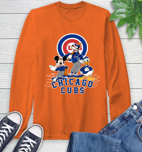 MLB Chicago Cubs Mickey Mouse Donald Duck Goofy Baseball T Shirt Long Sleeve T-Shirt 4