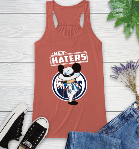 NHL Hey Haters Mickey Hockey Sports Edmonton Oilers Racerback Tank 3