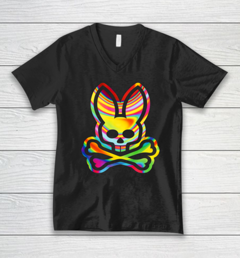 Psychedelic Bunny Psycho Bunny V-Neck T-Shirt