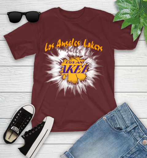 Los Angeles Lakers NBA Basketball Rip Sports Youth T-Shirt 14