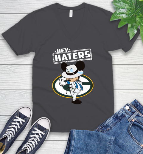 NFL Hey Haters Mickey Football Sports Green Bay Packers V-Neck T-Shirt 4