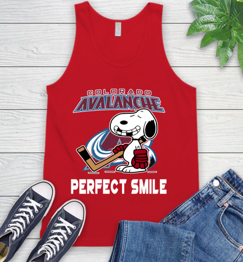 NHL Colorado Avalanche Snoopy Perfect Smile The Peanuts Movie Hockey T Shirt Tank Top 5