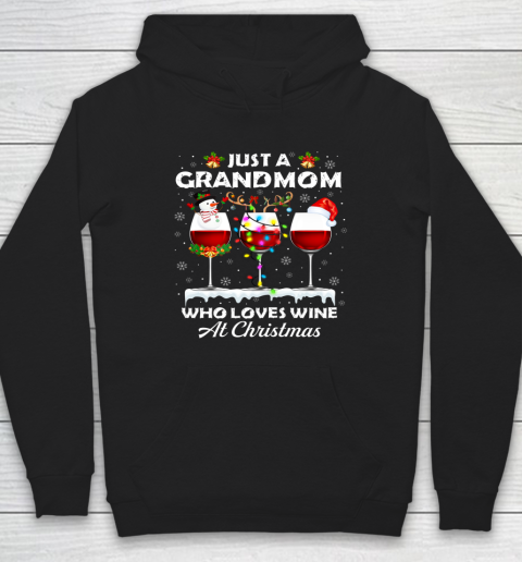 Just A Grandmom Who Loves Wine Christmas Pajama Matching Hoodie