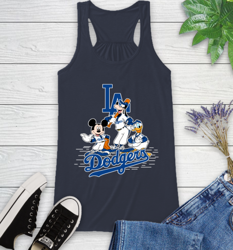 MLB Los Angeles Dodgers Mickey Mouse Donald Duck Goofy Baseball T Shirt Racerback Tank 10