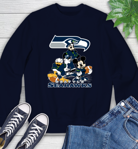 NFL Seattle Seahawks Mickey Mouse Donald Duck Goofy Football Shirt Sweatshirt 2